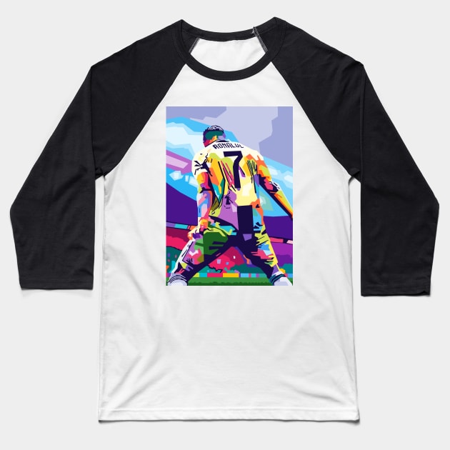 Cristiano Ronaldo Celebration Wpap Pop Art Baseball T-Shirt by Zet Art